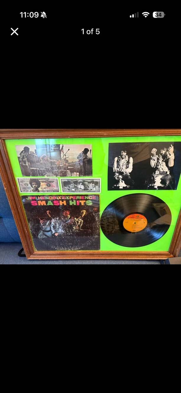 Jimi Hendrix Experience Smash Hits Framed Vinyl LP Record Display